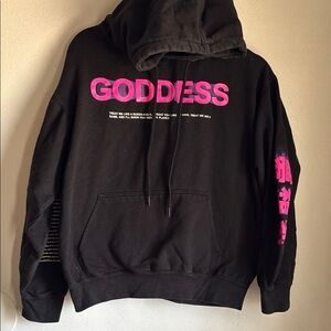 Black Hoodie with Pink 'GODDESS' Print